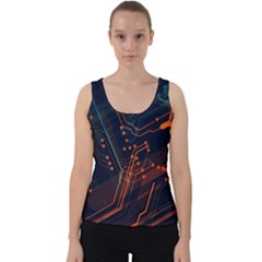 Abstract Colorful Circuit Velvet Tank Top by Bakwanart