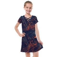 Abstract Colorful Circuit Kids  Cross Web Dress by Bakwanart