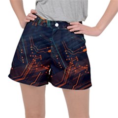 Abstract Colorful Circuit Women s Ripstop Shorts by Bakwanart