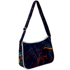 Abstract Colorful Circuit Zip Up Shoulder Bag