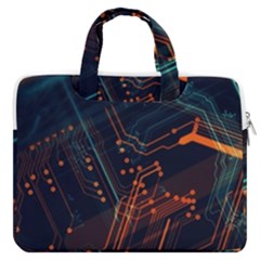 Abstract Colorful Circuit Macbook Pro 13  Double Pocket Laptop Bag by Bakwanart