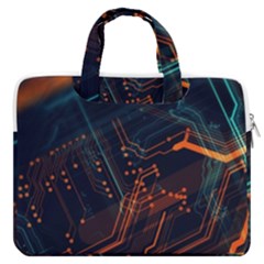 Abstract Colorful Circuit Macbook Pro 16  Double Pocket Laptop Bag  by Bakwanart