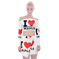 I Love Maple Off Shoulder Top With Mini Skirt Set by ilovewhateva