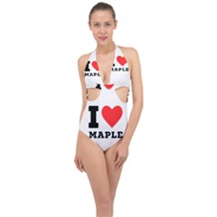 I Love Maple Halter Front Plunge Swimsuit by ilovewhateva