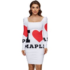 I Love Maple Women Long Sleeve Ruched Stretch Jersey Dress by ilovewhateva