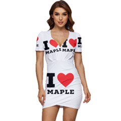 I Love Maple Low Cut Cap Sleeve Mini Dress by ilovewhateva