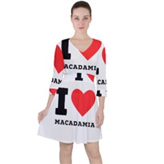 I Love Macadamia Quarter Sleeve Ruffle Waist Dress by ilovewhateva