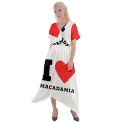 I Love Macadamia Cross Front Sharkbite Hem Maxi Dress by ilovewhateva