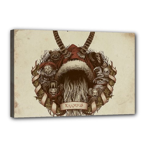 Christmas Dark Demon Evil Horror Krampus Canvas 18  X 12  (stretched) by Bakwanart