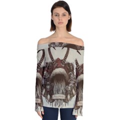 Christmas Dark Demon Evil Horror Krampus Off Shoulder Long Sleeve Top