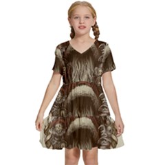 Christmas Dark Demon Evil Horror Krampus Kids  Short Sleeve Tiered Mini Dress