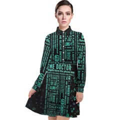 Tardis Doctor Who Technology Number Communication Long Sleeve Chiffon Shirt Dress by Bakwanart