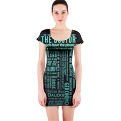 Tardis Doctor Who Technology Number Communication Short Sleeve Bodycon Dress