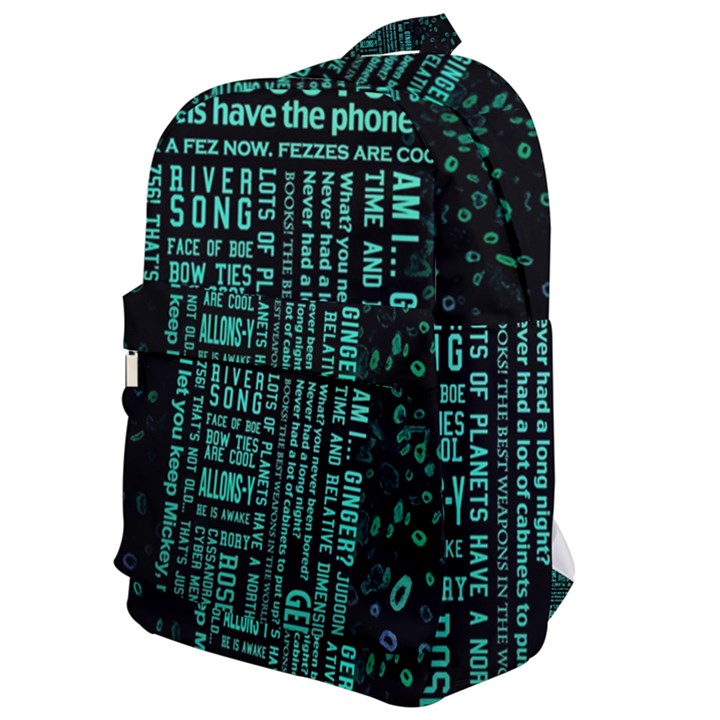 Tardis Doctor Who Technology Number Communication Classic Backpack