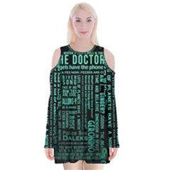 Tardis Doctor Who Technology Number Communication Velvet Long Sleeve Shoulder Cutout Dress