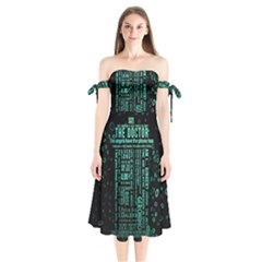 Tardis Doctor Who Technology Number Communication Shoulder Tie Bardot Midi Dress by Bakwanart