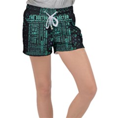 Tardis Doctor Who Technology Number Communication Women s Velour Lounge Shorts by Bakwanart