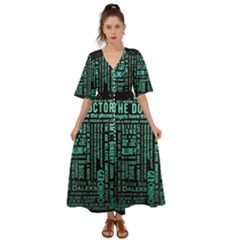 Tardis Doctor Who Technology Number Communication Kimono Sleeve Boho Dress by Bakwanart