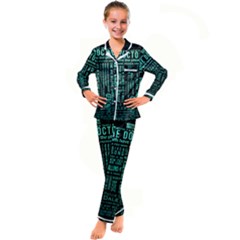 Tardis Doctor Who Technology Number Communication Kids  Satin Long Sleeve Pajamas Set