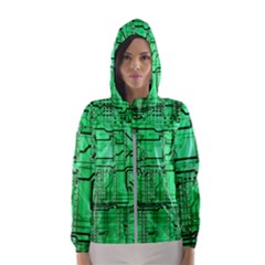 Green Circuit Board Computer Women s Hooded Windbreaker