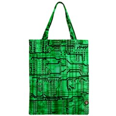 Green Circuit Board Computer Zipper Classic Tote Bag by Bakwanart