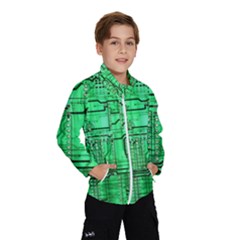 Green Circuit Board Computer Kids  Windbreaker