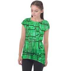 Green Circuit Board Computer Cap Sleeve High Low Top by Bakwanart