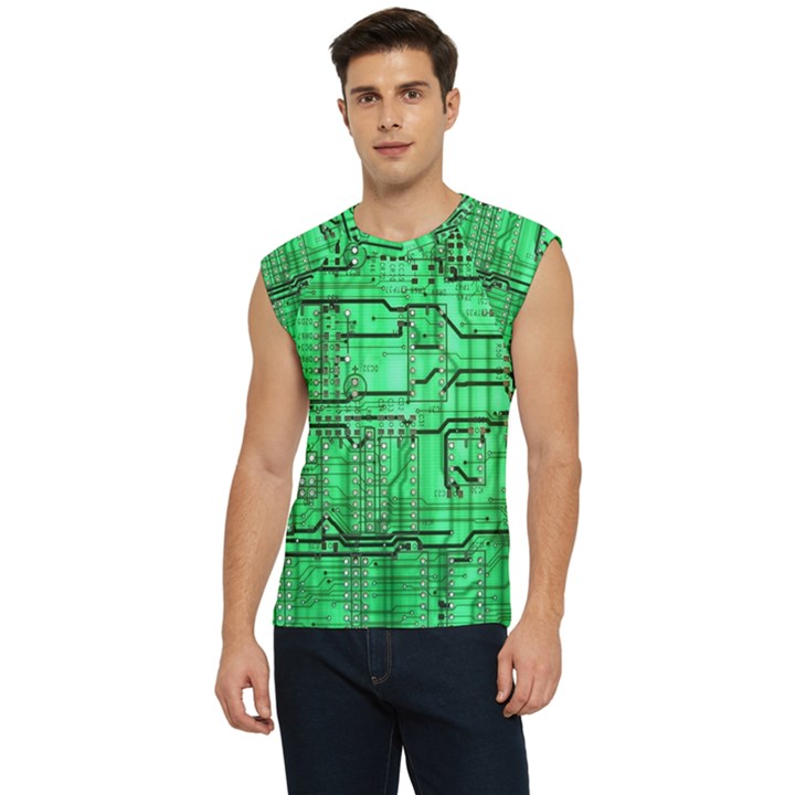 Green Circuit Board Computer Men s Raglan Cap Sleeve Tee