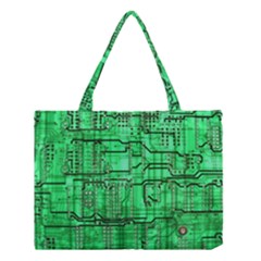 Green Circuit Board Computer Medium Tote Bag by Bakwanart