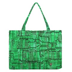 Green Circuit Board Computer Zipper Medium Tote Bag by Bakwanart