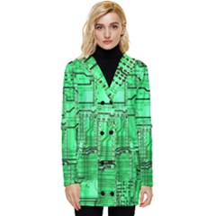 Green Circuit Board Computer Button Up Hooded Coat 