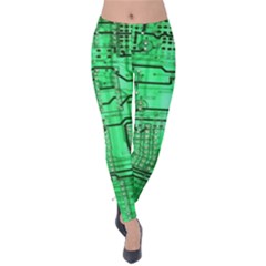 Green Circuit Board Computer Velvet Leggings