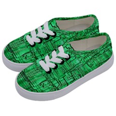 Green Circuit Board Computer Kids  Classic Low Top Sneakers by Bakwanart