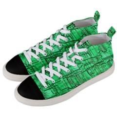 Green Circuit Board Computer Men s Mid-top Canvas Sneakers by Bakwanart