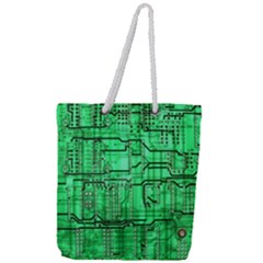 Green Circuit Board Computer Full Print Rope Handle Tote (large) by Bakwanart