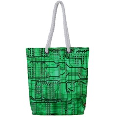 Green Circuit Board Computer Full Print Rope Handle Tote (small) by Bakwanart