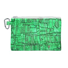 Green Circuit Board Computer Canvas Cosmetic Bag (large) by Bakwanart