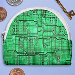 Green Circuit Board Computer Horseshoe Style Canvas Pouch by Bakwanart