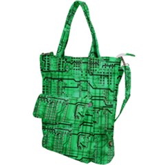 Green Circuit Board Computer Shoulder Tote Bag by Bakwanart