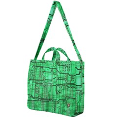 Green Circuit Board Computer Square Shoulder Tote Bag by Bakwanart