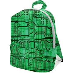 Green Circuit Board Computer Zip Up Backpack by Bakwanart