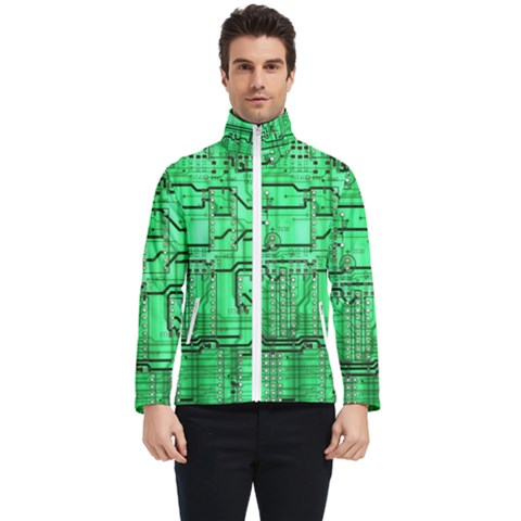 Green Circuit Board Computer Men s Bomber Jacket by Bakwanart