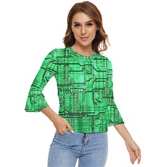 Green Circuit Board Computer Bell Sleeve Top