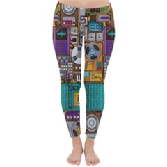 Pattern Design Art Techno Dj Music Retro Music Device Classic Winter Leggings