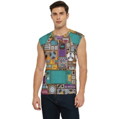 Pattern Design Art Techno Dj Music Retro Music Device Men s Raglan Cap Sleeve Tee by Bakwanart