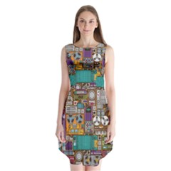 Pattern Design Art Techno Dj Music Retro Music Device Sleeveless Chiffon Dress   by Bakwanart