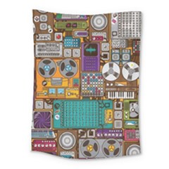 Pattern Design Art Techno Dj Music Retro Music Device Medium Tapestry