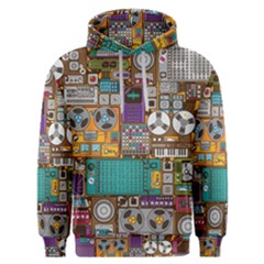 Pattern Design Art Techno Dj Music Retro Music Device Men s Overhead Hoodie by Bakwanart