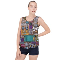 Pattern Design Art Techno Dj Music Retro Music Device Bubble Hem Chiffon Tank Top by Bakwanart