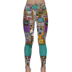 Pattern Design Art Techno Dj Music Retro Music Device Lightweight Velour Classic Yoga Leggings by Bakwanart